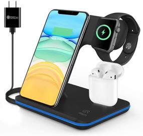 img 4 attached to 🔋 Efficient 3-in-1 Wireless Charging Station for Apple Products: Qi-Certified Pad for iPhone, Apple Watch, Airpods, Galaxy S20 S10