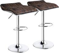 🪑 ergodesign set of 2 brown square backless adjustable swivel bar stools - hot-stamping cloth barstools set логотип