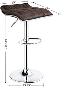 img 3 attached to 🪑 ErgoDesign Set of 2 Brown Square Backless Adjustable Swivel Bar Stools - Hot-Stamping Cloth Barstools Set