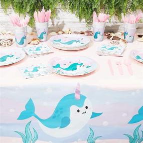 img 3 attached to 🦄 Narwhal Party Pack – Complete Tableware Set for 24 Guests with 145 Pieces