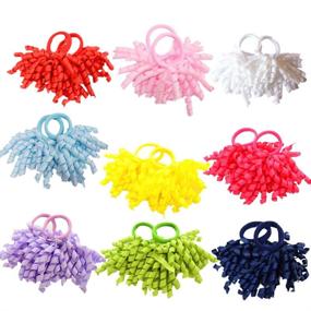 img 4 attached to 🎀 PIDOUDOU 18-Piece Set: Stylish Boutique Girls' Solid Curly Korker Bow Hair Ties