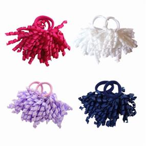 img 2 attached to 🎀 PIDOUDOU 18-Piece Set: Stylish Boutique Girls' Solid Curly Korker Bow Hair Ties