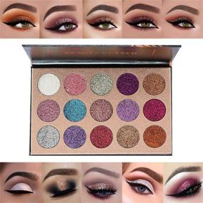 img 1 attached to 🎃 Vibrant 15 Colors Glitter Eyeshadow Palette: Long Lasting, Waterproof & Ultra Pigmented Makeup for Halloween and Holiday Glam