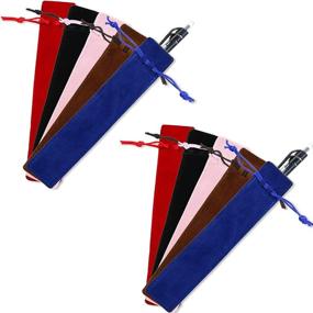 img 4 attached to 🖍️ Versatile 50 Pieces Pen Pouch Velvet Drawstring Pen Bag: For Organizing Pens and Pencils Conveniently - Multicolor