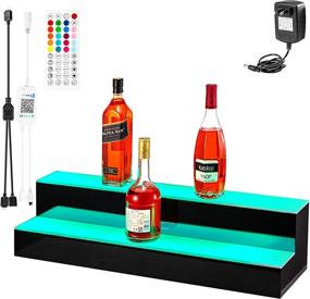 img 4 attached to 🍾 VEVOR 30-inch LED Lighted Liquor Bottle Display Shelf - 2-Step Bar Shelves for Liquor - Home/Commercial Acrylic Bottle Display with Remote & App Control