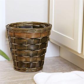 img 1 attached to 🗑 Household Essentials ML-2215 Small Decorative Wicker Waste Basket in Haven Willow and Poplar, Natural Dark Brown
