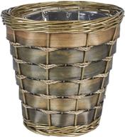 🗑 household essentials ml-2215 small decorative wicker waste basket in haven willow and poplar, natural dark brown logo