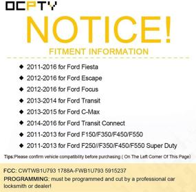 img 3 attached to 🔑 OCPTY Keyless Entry Remote Control Key Fob Transmitter Replacement for Ford Fiesta/Escape/Focus/Transit/C-Max/Transit Connect/F Series CWTWB1U793 1788A-FWB1U793 5915237