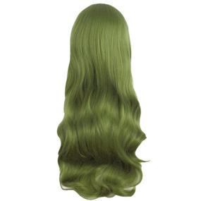 img 1 attached to 🌈 MapofBeauty 28 Inch Beautiful Special Color Air Bangs Long Wavy Curly Lolita Cosplay Wig (Light Sea Green): Stunning and Vibrant Hair Transformation