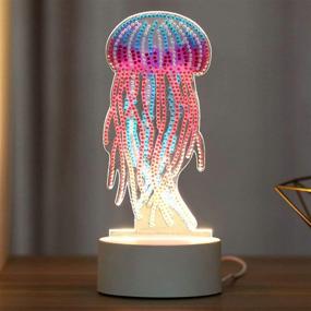 img 3 attached to 5D Diamond Painting Jellyfish Lamp with LED Lights - DIY Crystal Drawing Kit for Bedside Night Light, Home Decoration, or Christmas Arts Crafts