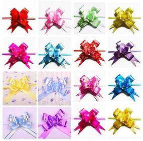 img 1 attached to 🎁 100pcs Pull Bows for Party and Christmas Gift Wrapping - Festival Ribbon Bows for Decoration of Presents, Baskets, Bottles - Random Color Selection