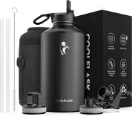 💧 stay hydrated on-the-go with the 128 oz insulated water bottle - coolflask gallon thermo canteen in magic black logo