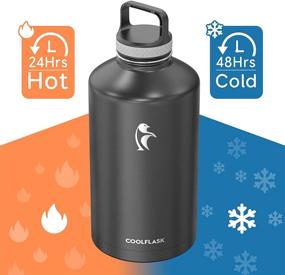 img 2 attached to 💧 Stay Hydrated on-the-go with the 128 oz Insulated Water Bottle - Coolflask Gallon Thermo Canteen in Magic Black