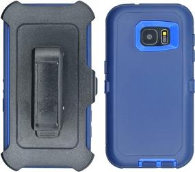 img 3 attached to 📱 S7 Galaxy Cover - 2-in-1 Screen Protector & Holster Case, Full Body Military Grade Edge-to-Edge Protection with Carrying Belt Clip, Navy Blue/Blue - Drop Proof, Shockproof, Dustproof