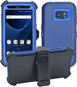 img 4 attached to 📱 S7 Galaxy Cover - 2-in-1 Screen Protector & Holster Case, Full Body Military Grade Edge-to-Edge Protection with Carrying Belt Clip, Navy Blue/Blue - Drop Proof, Shockproof, Dustproof