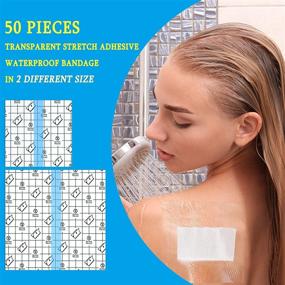 img 3 attached to Ultra-Protective Shower Waterproof Patches: Clear Stretch Adhesive Bandages for Tattoos - Bulk Pack of 50