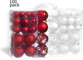 img 2 attached to 🎄 R N' D Toys 100 Red and White Christmas Ornament Balls Shatterproof + 100 Metal Ornament Hooks: Perfect Indoor/Outdoor Tree Decor for Holiday Party & Home Décor