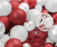 🎄 r n' d toys 100 red and white christmas ornament balls shatterproof + 100 metal ornament hooks: perfect indoor/outdoor tree decor for holiday party & home décor logo
