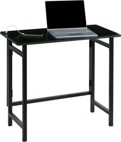 img 1 attached to 💻 OneSpace Folding Desk with Dual USB Charging Ports - No Assembly Required, Black