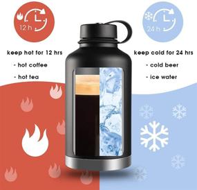 img 2 attached to AOZEX 64 oz Stainless Steel Water Bottle - Half Gallon, Double Wall Vacuum Insulated with 2 Leakproof Lids - Keep Drinks Cold for 24 Hrs/Hot for 12 Hrs!