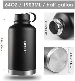 img 3 attached to AOZEX 64 oz Stainless Steel Water Bottle - Half Gallon, Double Wall Vacuum Insulated with 2 Leakproof Lids - Keep Drinks Cold for 24 Hrs/Hot for 12 Hrs!