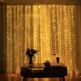 img 4 attached to 🌟 Enhance Your Décor with LED Fairy String Curtain Lights – Remote Control, Twinkle Wall Hanging Light for Bedroom, Party, Wedding & More – Indoor/Outdoor, Christmas & Halloween Decoration (300Led-Warm White)