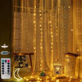 img 3 attached to 🌟 Enhance Your Décor with LED Fairy String Curtain Lights – Remote Control, Twinkle Wall Hanging Light for Bedroom, Party, Wedding & More – Indoor/Outdoor, Christmas & Halloween Decoration (300Led-Warm White)