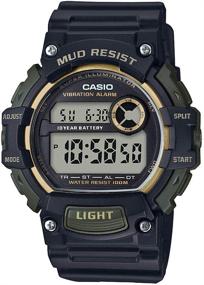 img 1 attached to ⌚️ Casio Механический часы Quartz из нержавеющей стали с устойчивостью к грязи: Черный, Резина ремешок, 27.6 мм – Модель TRT-110H-1A2VCF