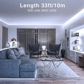 img 3 attached to 🌟 Onforu 32.8ft Super Bright Dimmable White LED Strip Lights - 600 LEDs 6000K Daylight Bright Christmas Rope Light - Flexible Tape Lighting for Mirror, Under Cabinet, Home, Bedroom