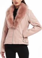 pallivare women's faux fur collar leather jacket: stylish zip up slim fit coat with fur lining for winter logo