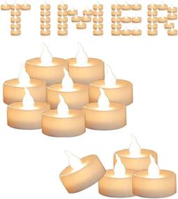 img 4 attached to Cozeyat Set of 12 LED Tea Lights with Timer Function – Mini Flameless Candles 🕯️ in Warm White Flickering, Battery Operated Tealights ideal for Christmas, Wedding, Halloween Party, and Home Decoration
