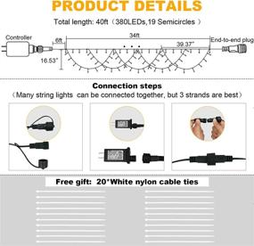 img 1 attached to 🎄 DDMY Christmas Decor 40Ft 380 LED Half-Round String Lights - Extendable Plug in 8 Modes for Holiday Wedding Party Bedroom Garden Patio - Outdoor & Indoor Christmas Decoration