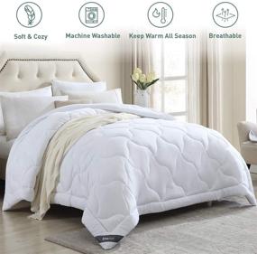 img 3 attached to 🛏️ Eterish King Bed Comforters, Quilted Down Alternative All Season Comforter King Size, Lightweight White Duvet Insert with Corner Tabs, Microfiber Fill, Box Stitched