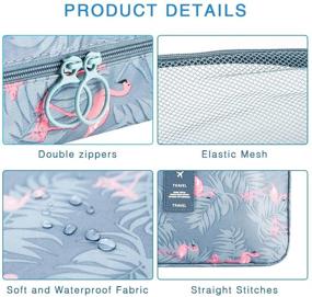 img 1 attached to Hanging Travel Toiletry Bag: Blibly Makeup Cosmetic Organizer for Women & Girls - Waterproof Shower & Bathroom Bag (Light Blue Flamingo Design, 10.6x7.3x3.3 inch)