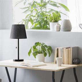 img 1 attached to 🛋️ Set of 2 Modern Bedside Table Lamps - HAITRAL Nightstand Lamps for Bedroom, Dorm, Living Room with Pull Chain Switch, in Sleek Black