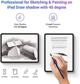 img 2 attached to Palm Rejection Tilt Sensitive Stylus Pencil for Apple iPad (2018-2021) 6/7/8/9th Gen/iPad Pro 11 ✍️ (1st/2nd Gen)/iPad Pro 12.9 (3rd/4th Gen)/Air 3&4/Mini 5&6 - Precise Writing Drawing Active Digital Stylus Pen