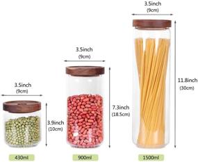 img 3 attached to Glass Canisters Set of 5: Airtight Acacia Lid, Ideal Kitchen Storage Containers for Coffee Beans, Flour, Sugar, Rice, Spaghetti & More