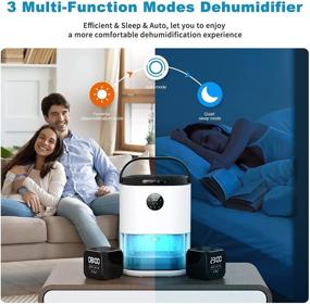 img 2 attached to 🌬️ Portable Dehumidifier - 2000ml (68oz) with Colorful LED Light, Auto Defrost, Timer, LED Display, Auto Shut-Off - Compact & Quiet Electric Dehumidifier for Home, Bedroom, Bathroom, Closet, RV - Covers 500 Sq ft