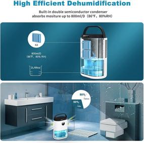 img 3 attached to 🌬️ Portable Dehumidifier - 2000ml (68oz) with Colorful LED Light, Auto Defrost, Timer, LED Display, Auto Shut-Off - Compact & Quiet Electric Dehumidifier for Home, Bedroom, Bathroom, Closet, RV - Covers 500 Sq ft