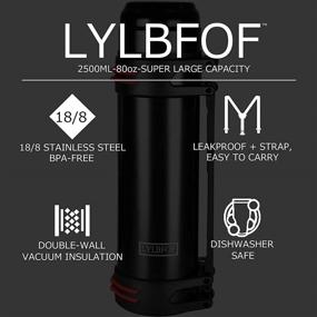 img 3 attached to LYLBFOF Insulated Water Bottle Stainless Steel: Large 82 oz Double Wall Vacuum Jug with Adjustable Strap - Perfect for Travel, Outdoor Picnic & Sports (Black)