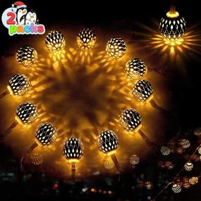 img 1 attached to 🎄 Joiedomi 2 Packs 13.5ft 40 LED Moroccan Globe String Fairy Lights (Warm White) - Battery Operated Hanging Lights for Christmas Home Party, Xmas Lanterns Decoration, Diwali Lights Décor