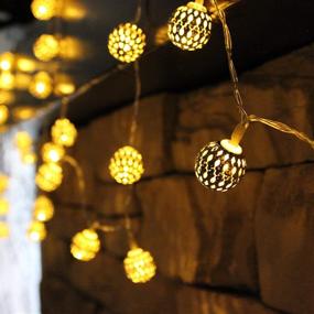 img 4 attached to 🎄 Joiedomi 2 Packs 13.5ft 40 LED Moroccan Globe String Fairy Lights (Warm White) - Battery Operated Hanging Lights for Christmas Home Party, Xmas Lanterns Decoration, Diwali Lights Décor