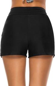 img 1 attached to 🩳 High Waist Swim Shorts for Women - Drawstring Boy Short Bathing Suit Bottoms