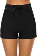 🩳 high waist swim shorts for women - drawstring boy short bathing suit bottoms logo