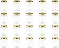 encheng 10 oz hexagon jars: clear glass jars with lids (golden) for honey, foods, jams, liquid, herb, spice, and canning storage - 20 pack логотип