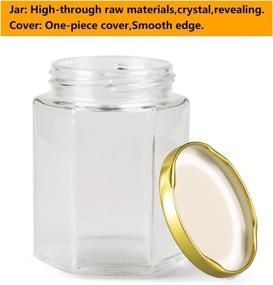 img 2 attached to Encheng 10 oz Hexagon Jars: Clear Glass Jars with Lids (Golden) for Honey, Foods, Jams, Liquid, Herb, Spice, and Canning Storage - 20 Pack