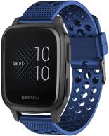 браслеты garmin venu sq, youkei, силиконовые сменные ремешки с металлической пряжкой - совместимы с умными часами garmin venu sq (синий) логотип