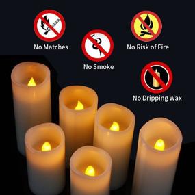 img 2 attached to 🕯️ Hanzim Flameless Flickering Battery Operated Candles - Set of 9 Ivory Wax Pillar LED Candles - Includes 10-Key Remote and 24-Hour Timer (Ivory 9 Pack)