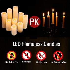 img 1 attached to 🕯️ Hanzim Flameless Flickering Battery Operated Candles - Set of 9 Ivory Wax Pillar LED Candles - Includes 10-Key Remote and 24-Hour Timer (Ivory 9 Pack)