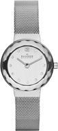 👩 stylish and modern: skagen women's leonora steel-mesh quartz watch for a timeless elegance logo